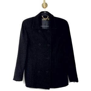 Wool Classiques Entier Black Double-Breasted Women's Coat, Size L